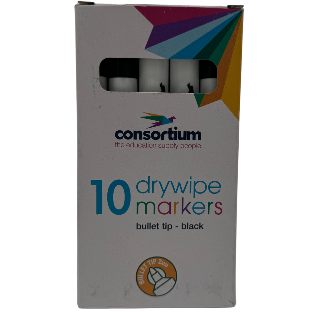 10 Premium Drywipe Markers (Black)